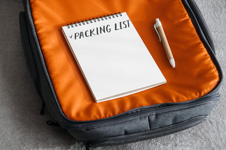 Travel Packing List For Vacation. Travel Packing Checklist For Holiday Or Business Trip. Open...
