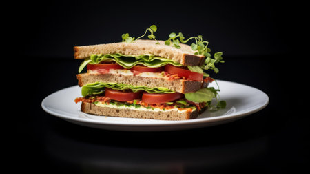 National Sandwich Day. Traditional sandwich made from slices of toasted bread, ham, cheese, fresh lettuce on light backgroundの素材