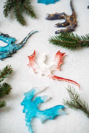 Eco-Friendly Resin Art with Natural Pine Inclusionsの写真素材