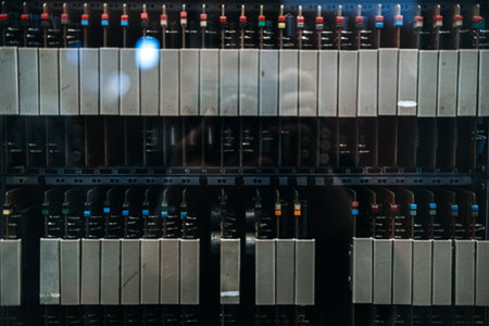 Warsaw, Poland - March 19, 2024. Antique Telephone Switchboard Close-Upのeditorial素材