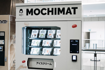 Warsaw, Poland - March 19, 2024. Japanese Mochi Rice Cakes Vending Machineのeditorial素材