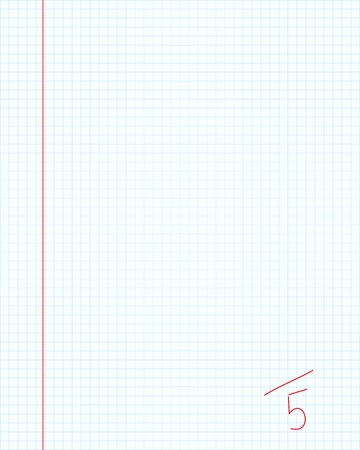 Notebook maths paper with excellent five mark in red colorのイラスト素材
