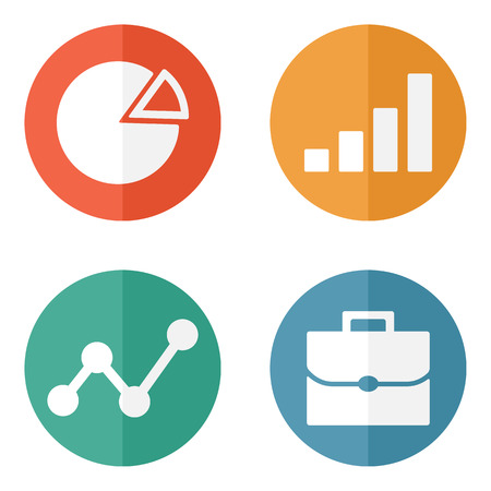 Business Icons on colored buttons. Vector illustration.のイラスト素材