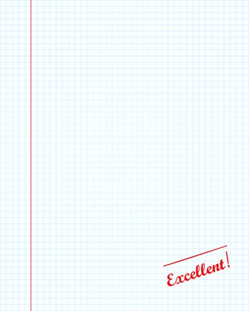 Notebook maths paper with excellent five mark in red colorのイラスト素材
