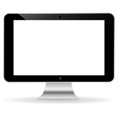 Modern flat screen computer monitor, isolated on white backgroundのイラスト素材