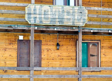 Closeup of old generic hotel singboardの写真素材