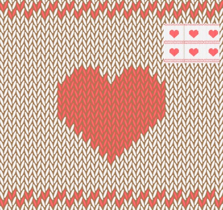 Knitted heart  Vector illustration  Seamless のイラスト素材