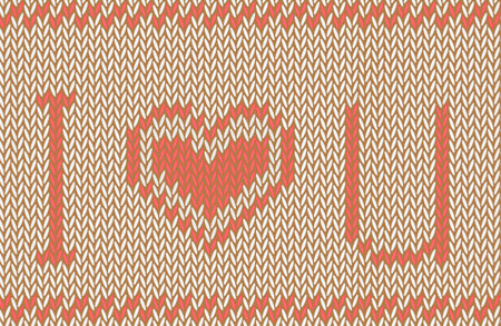Vector knitted background  I love you patternのイラスト素材
