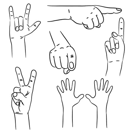 Hands in different interpretations. Vector illustration.のイラスト素材
