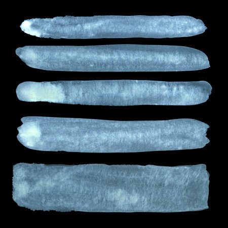 High resolution abstract white watercolor lines on black background for your projectの写真素材