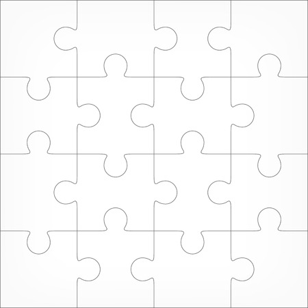 Jigsaw puzzle vector, blank simple template 4X4のイラスト素材