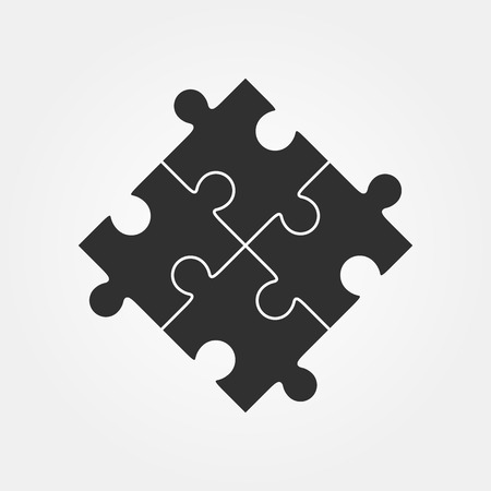 Four puzzle pieces vector illustration, isolated on white background.のイラスト素材