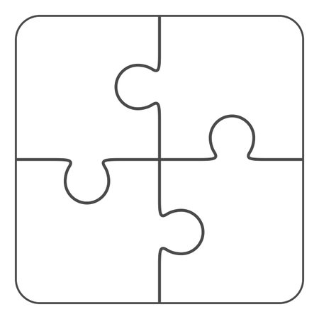 Jigsaw puzzle vector, blank simple template 2x2, four piecesのイラスト素材