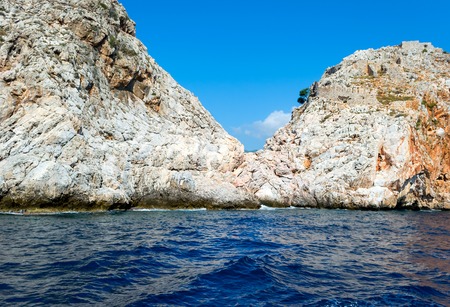 Cliff in Mediterranean sea, Turkey. Shooted from the waterの写真素材