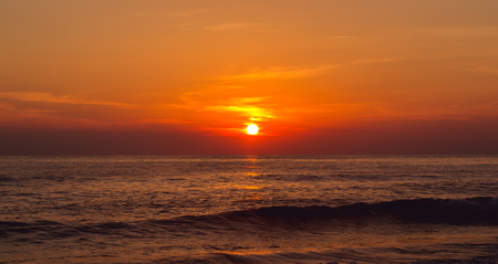 Scenic view of beautiful sunset above the seaの写真素材