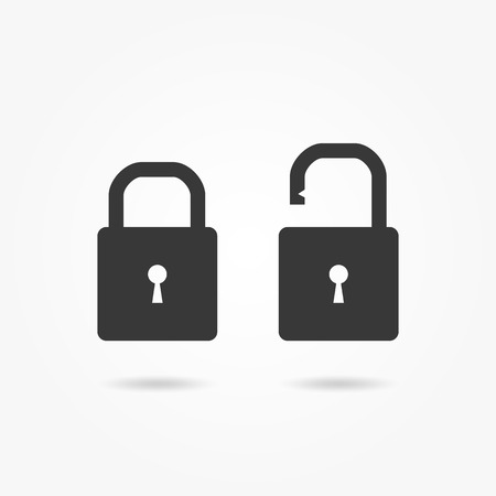 Lock icons: open and closed vector signのイラスト素材