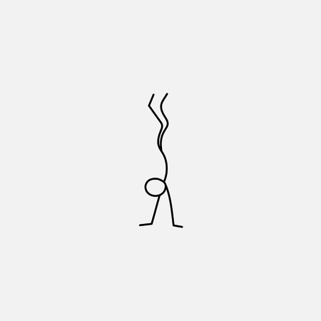 Cartoon icon of sketch little stick figure vector standing on his armsのイラスト素材