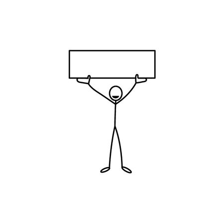 Cartoon icon of sketch stick business figure in cute miniature scenes.のイラスト素材