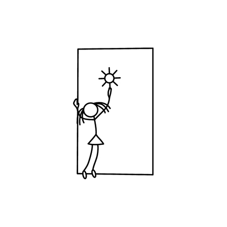Stick figure girl drawingのイラスト素材
