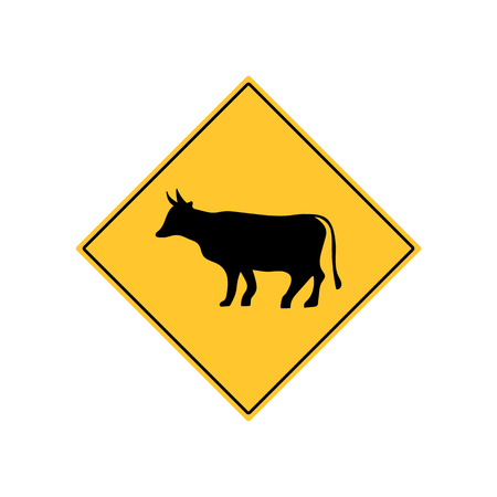Cow Road Sign Warningのイラスト素材