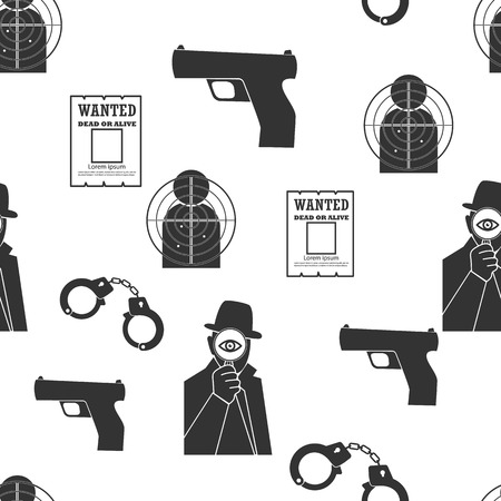 Detective spy vector seamless patternのイラスト素材