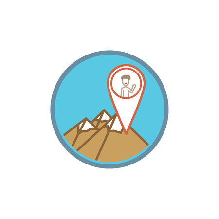 Pointer destination vector icon and man on it isolated on white background for your web and mobile app designのイラスト素材