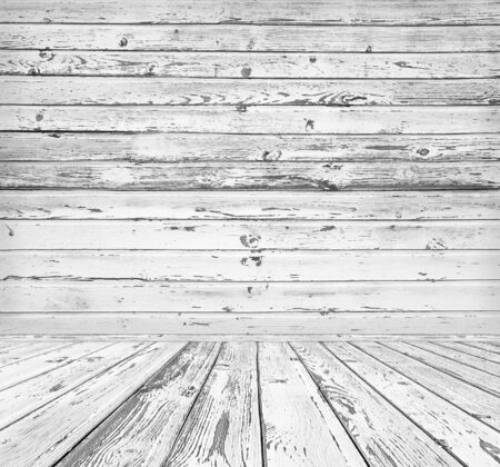 Empty white shabby painted wooden interiorの写真素材