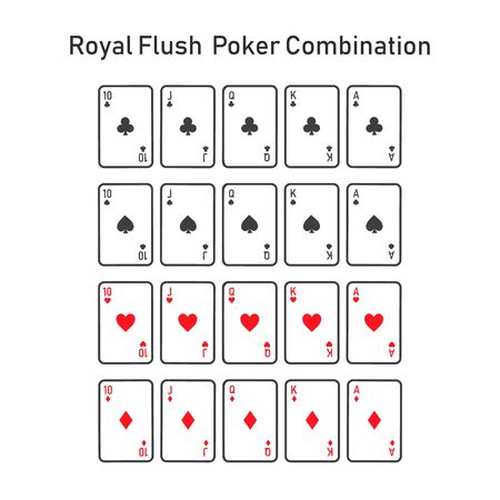 Royal flush poker combonation suit vectorのイラスト素材