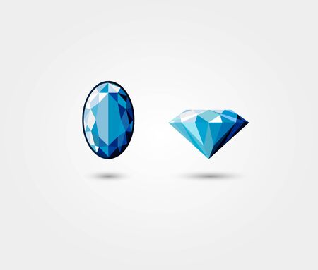 Blue diamond vector - top view and side viewのイラスト素材