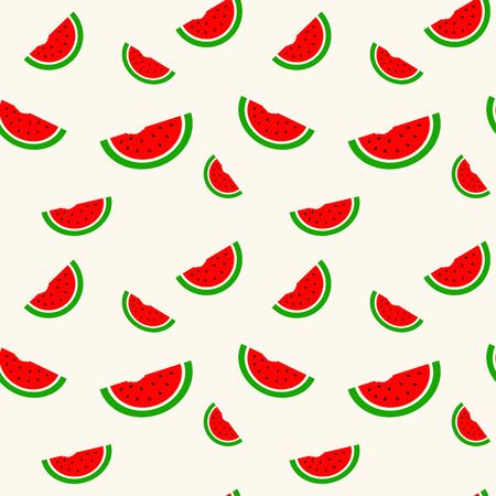 Watermelon fruit slice flat icon vector seamless patternのイラスト素材