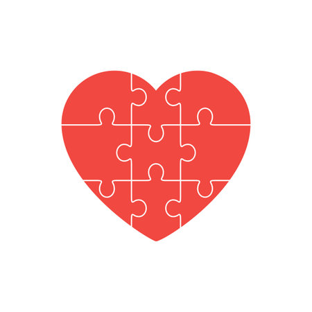 Simple puzzle heart icon vector isolated on whiteのイラスト素材