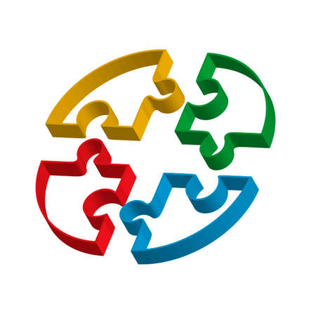 Jigsaw puzzle blank vector 2x2 elements, four piecesのイラスト素材