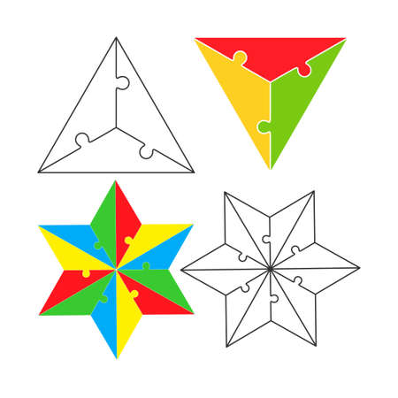 Jigsaw puzzle set from triangles and starsのイラスト素材