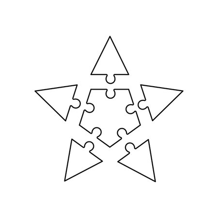 Jigsaw puzzle simple separate pieces in the form of a star