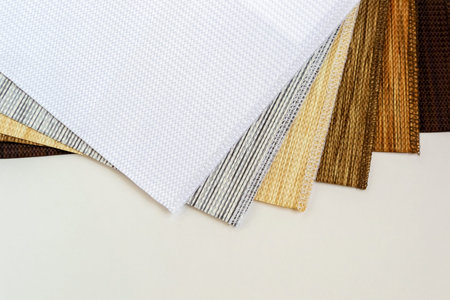 Various natural fabric samples background - selective focus