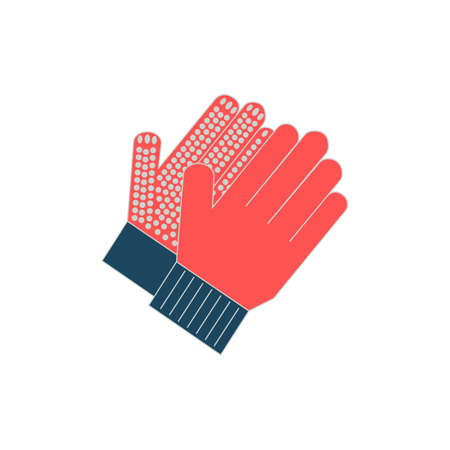 Gardening flat colored gloves isolated on white background. Farming hand protection vector glovesのイラスト素材