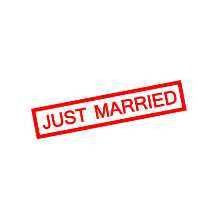 Just married red rubber stamp vector isolated on white backgroundのイラスト素材
