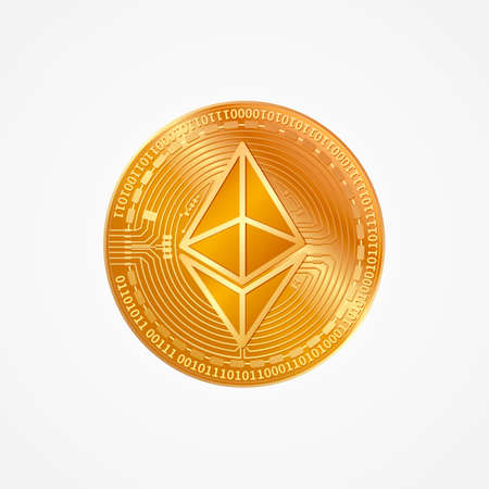 Ethereum coin - cryptocurrency logo vector isolated on white background.のイラスト素材