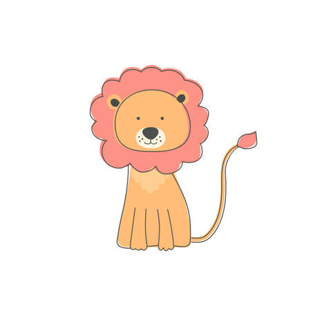 Lion for printing. Hand-drawn animal vector isolated on white backgroundのイラスト素材