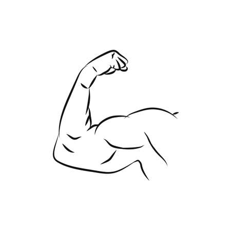 Strong muscles vector sign isolated on white backgroundのイラスト素材