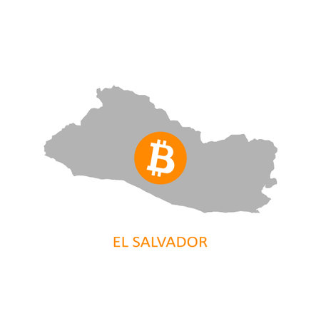 El Salvador country contour and bitcoin currency iconのイラスト素材