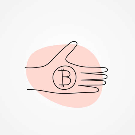 Bitcoin token coin on the hand - sketch vectorのイラスト素材