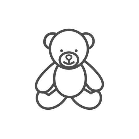 Teddy bear toy line icon vector isolated on white background.のイラスト素材