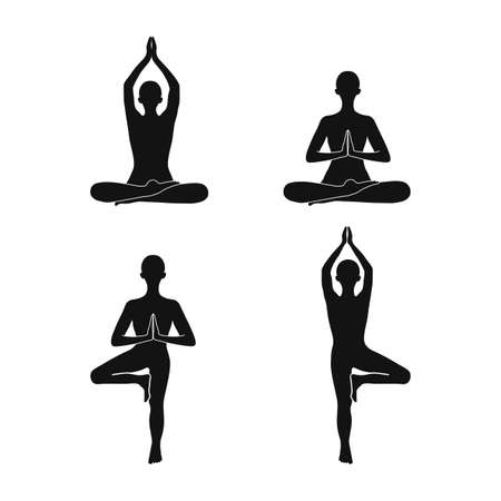 Human icon in yoga poses with hands namasteのイラスト素材