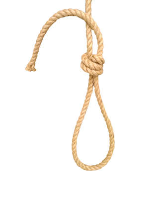 Natural rope loop isolated on white backgroundの写真素材