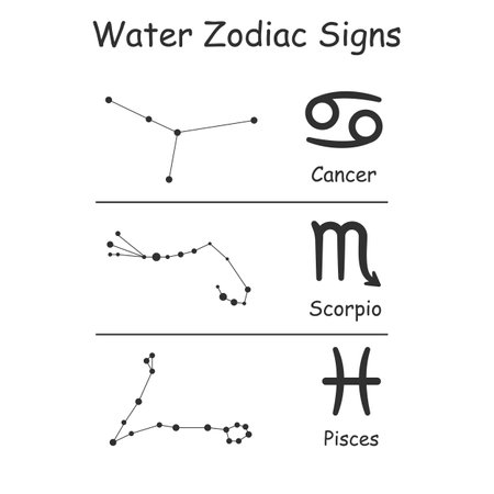 Zodiac water elements vector constellation signs isolated on white backgroundのイラスト素材