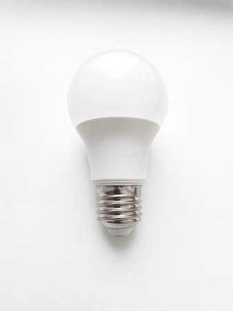 LED white light bulb isolated on white background. energy saving electric lamp