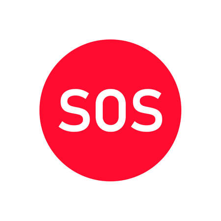 SOS round symbol. Red vector sticker signのイラスト素材