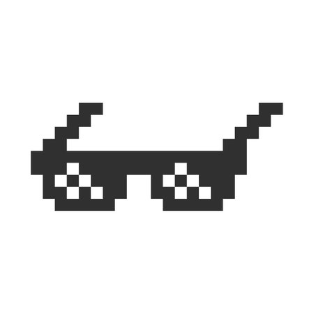 Black simple pixel sun glasses vector iconのイラスト素材