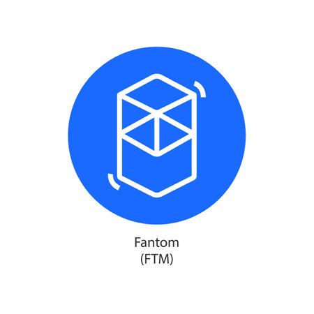 Fantom cryptocurrency platform token vector logo coin icon isolated on white background.のイラスト素材